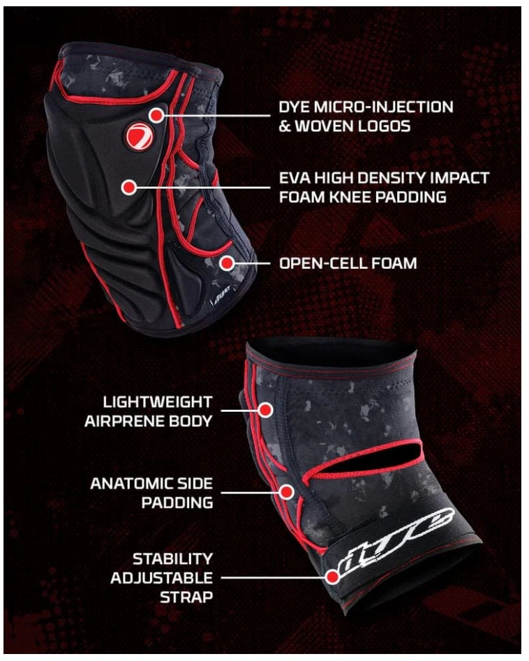 Dye Performance Knee Pads - DyeCam Black/Red L