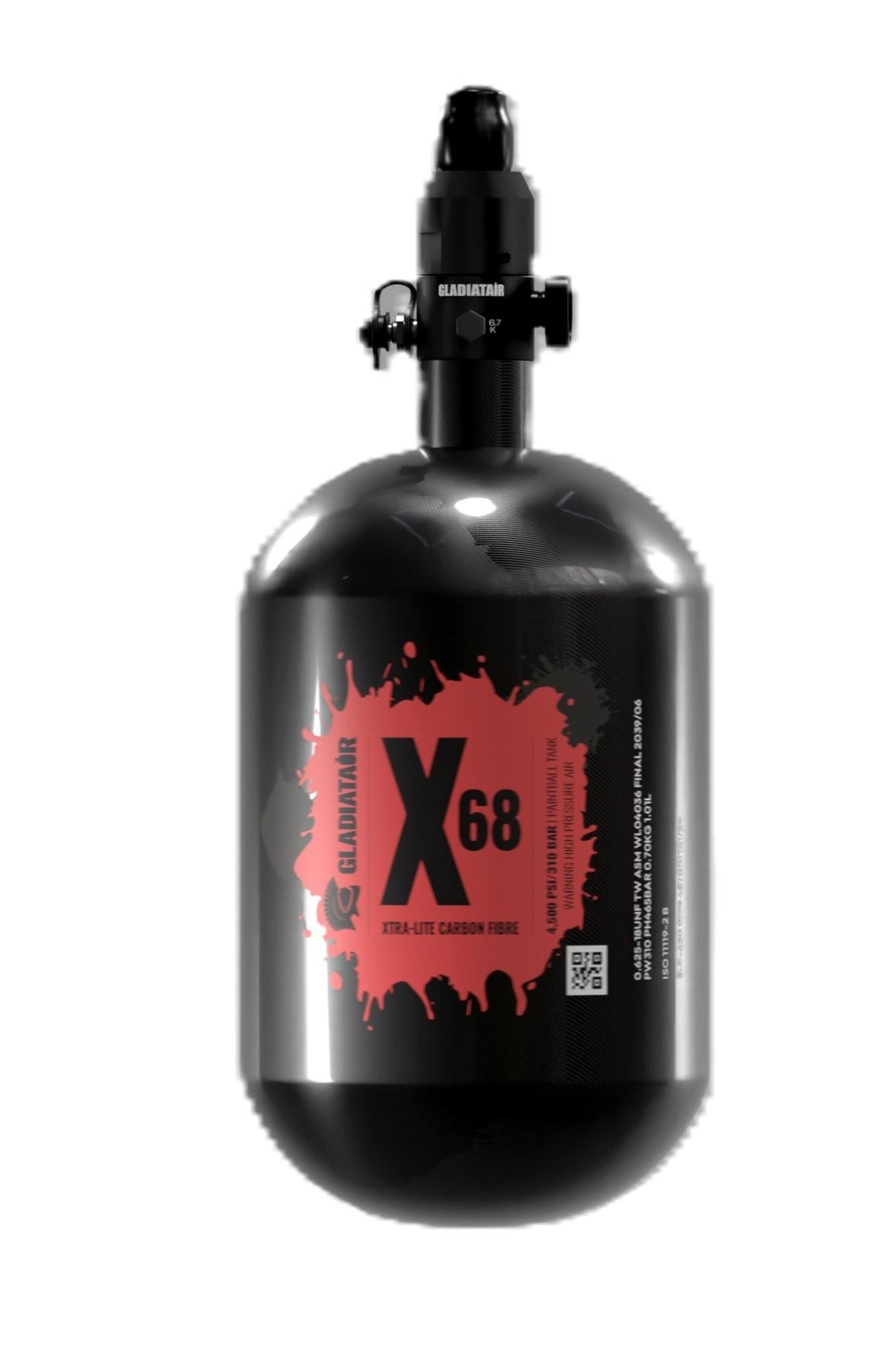 Gladiatair X68 Xtralite 68ci tank with 4500psi Regulator