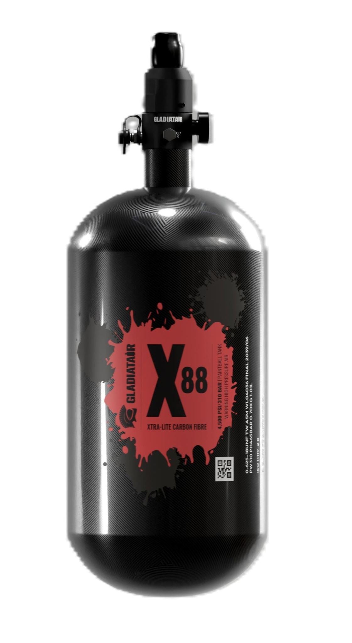 Gladiatair X88 Xtralite 88ci tank with 4500psi Regulator